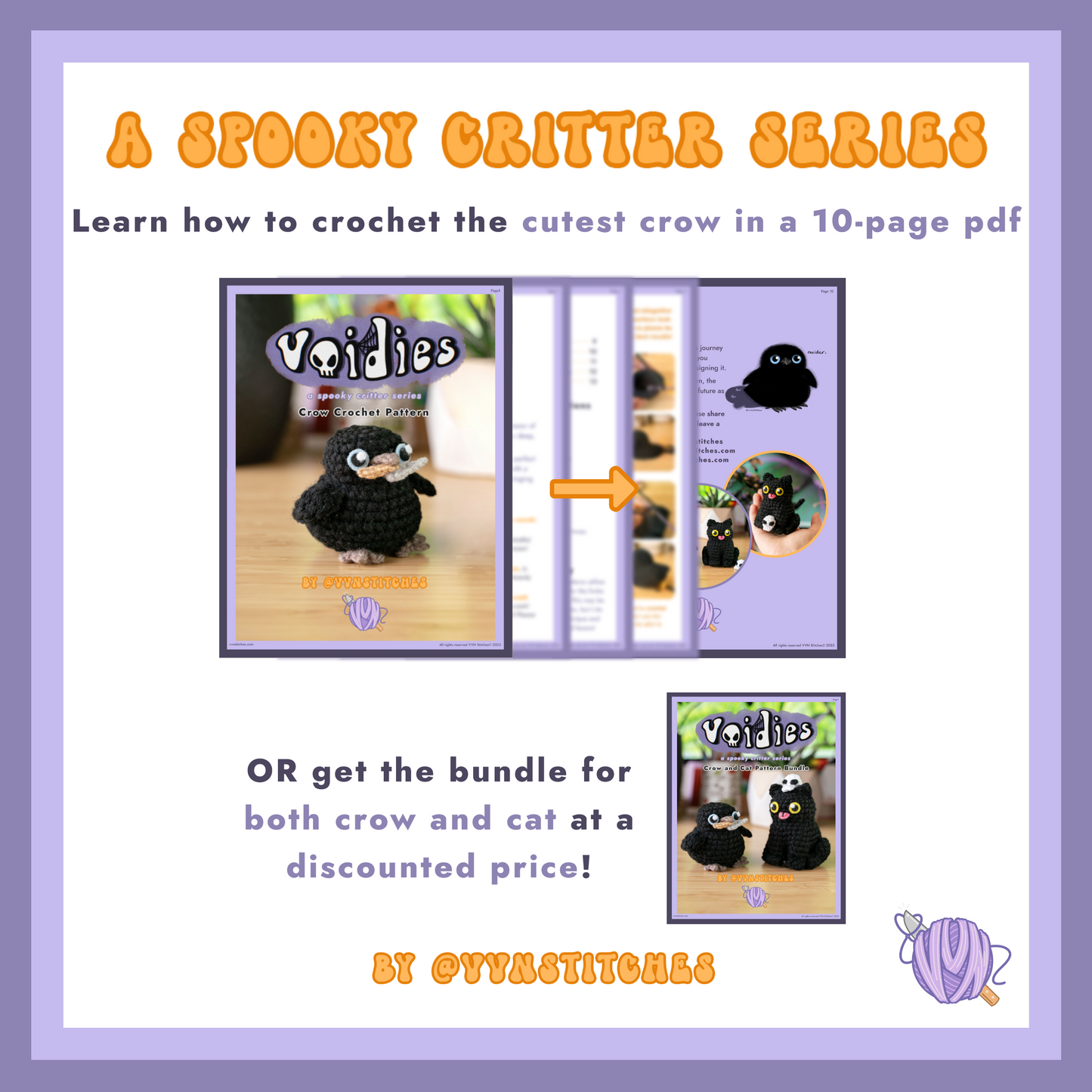 crow crochet pattern voidies void spooky amigurumi halloween raven bird cute black low sew
