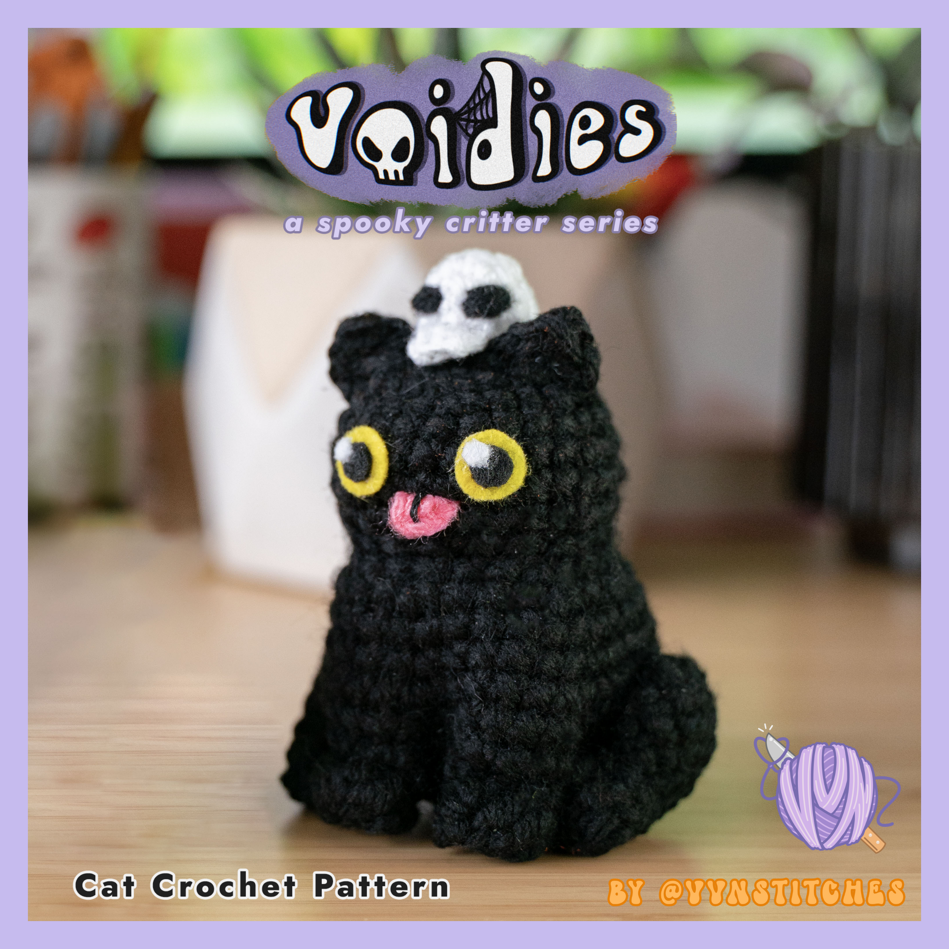 voidies void black cat crochet pattern cute kitty amigurumi blep low sew no sew tutorial lesson plushie spooky halloween craft projects