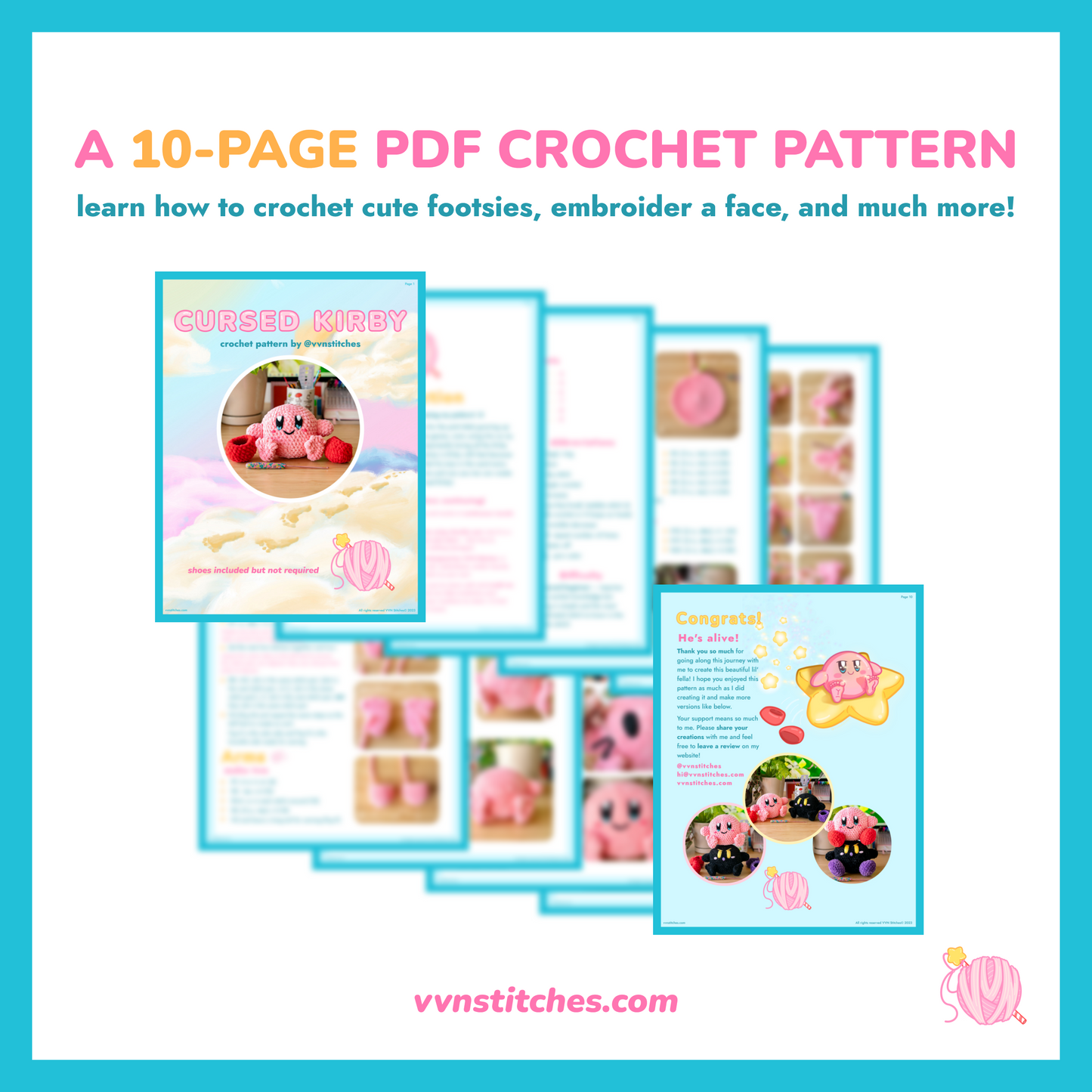 cursed kirby crochet pattern feet amigurumi cute plushie nintendo meme pop culture video games learn how to crochet cute feet, embroider a face