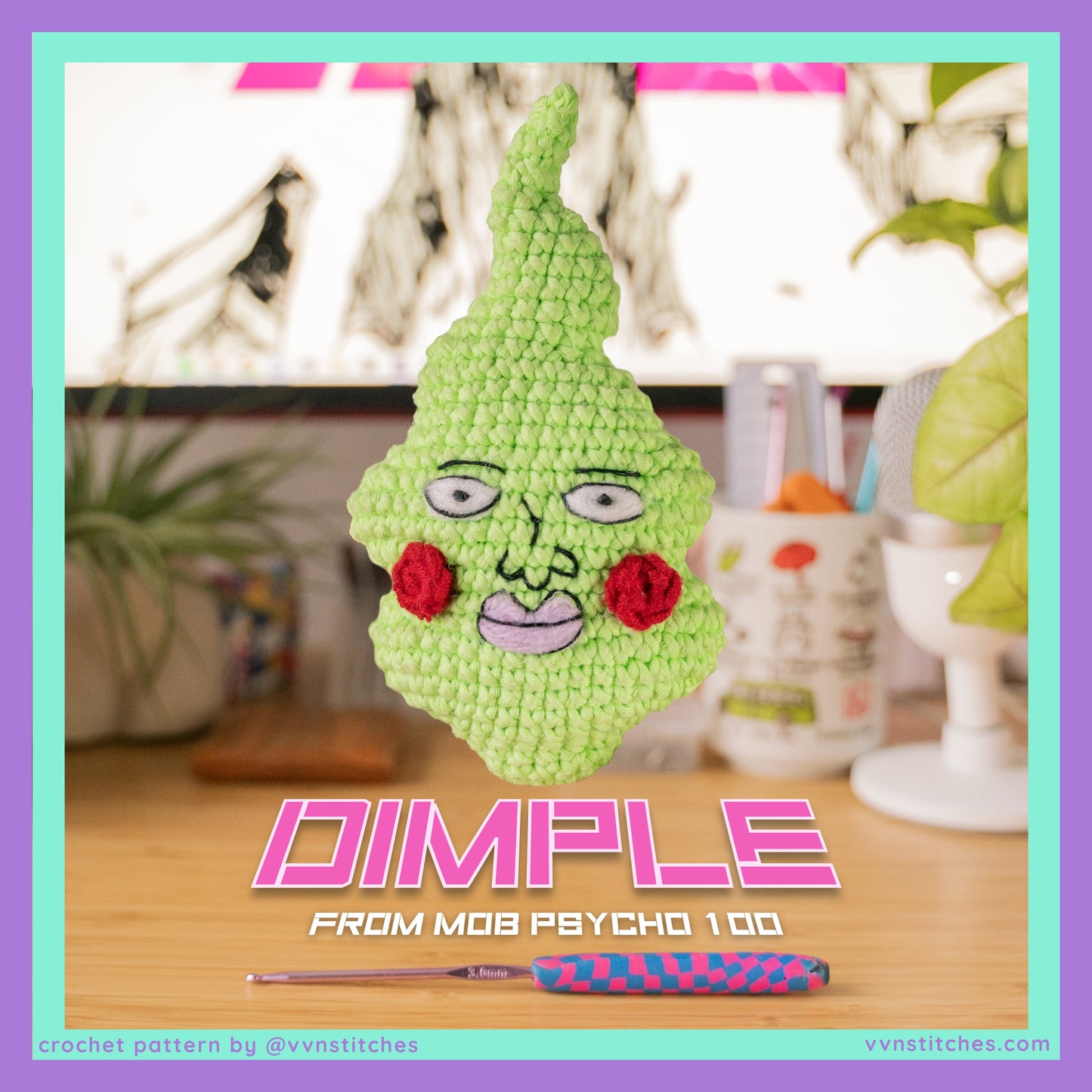 dimple mob psycho 100 crochet pattern amigurumi plush anime merch fanart ekubo