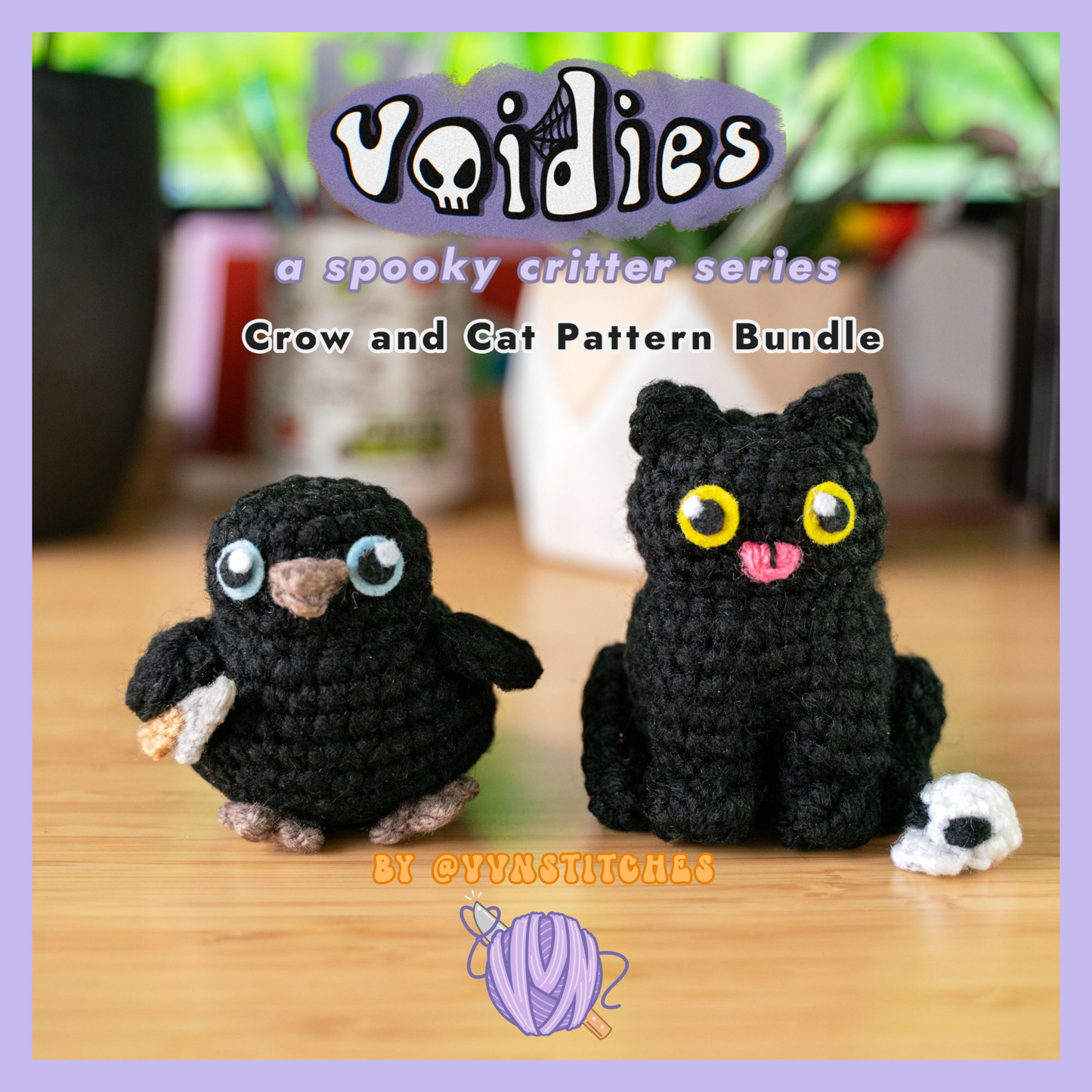 voidies void black cat crochet pattern crow crochet pattern easy amigurumi spooky halloween craft projects tutorial no sew low sew 