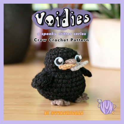 crow crochet pattern voidies void spooky amigurumi halloween raven bird cute black low sew
