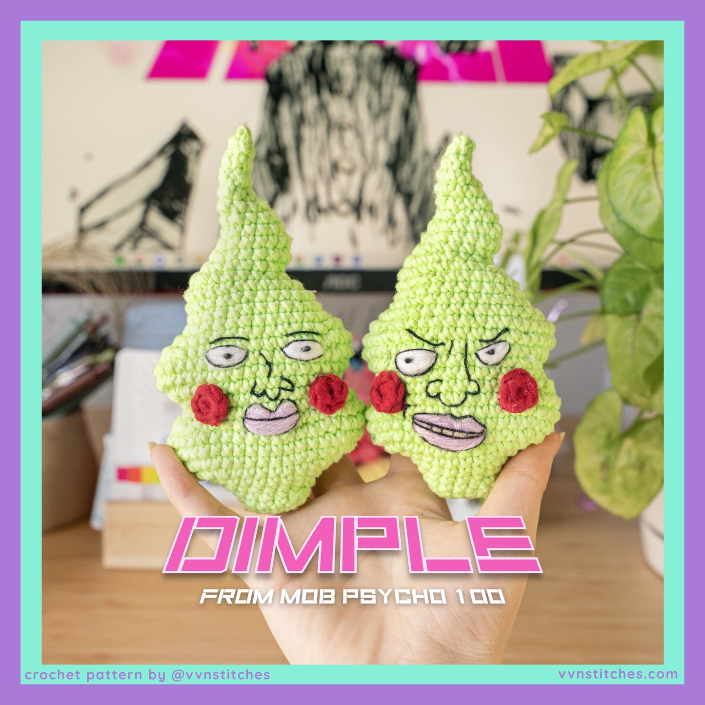 dimple mob psycho 100 crochet pattern amigurumi plush anime merch fanart ekubo